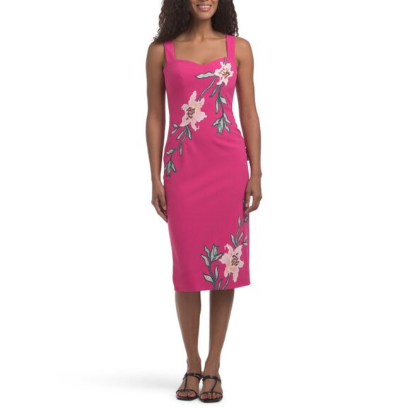 open lace back dress Dress The Population Nicole Dress Pink Rose Multi / Large